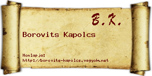 Borovits Kapolcs névjegykártya